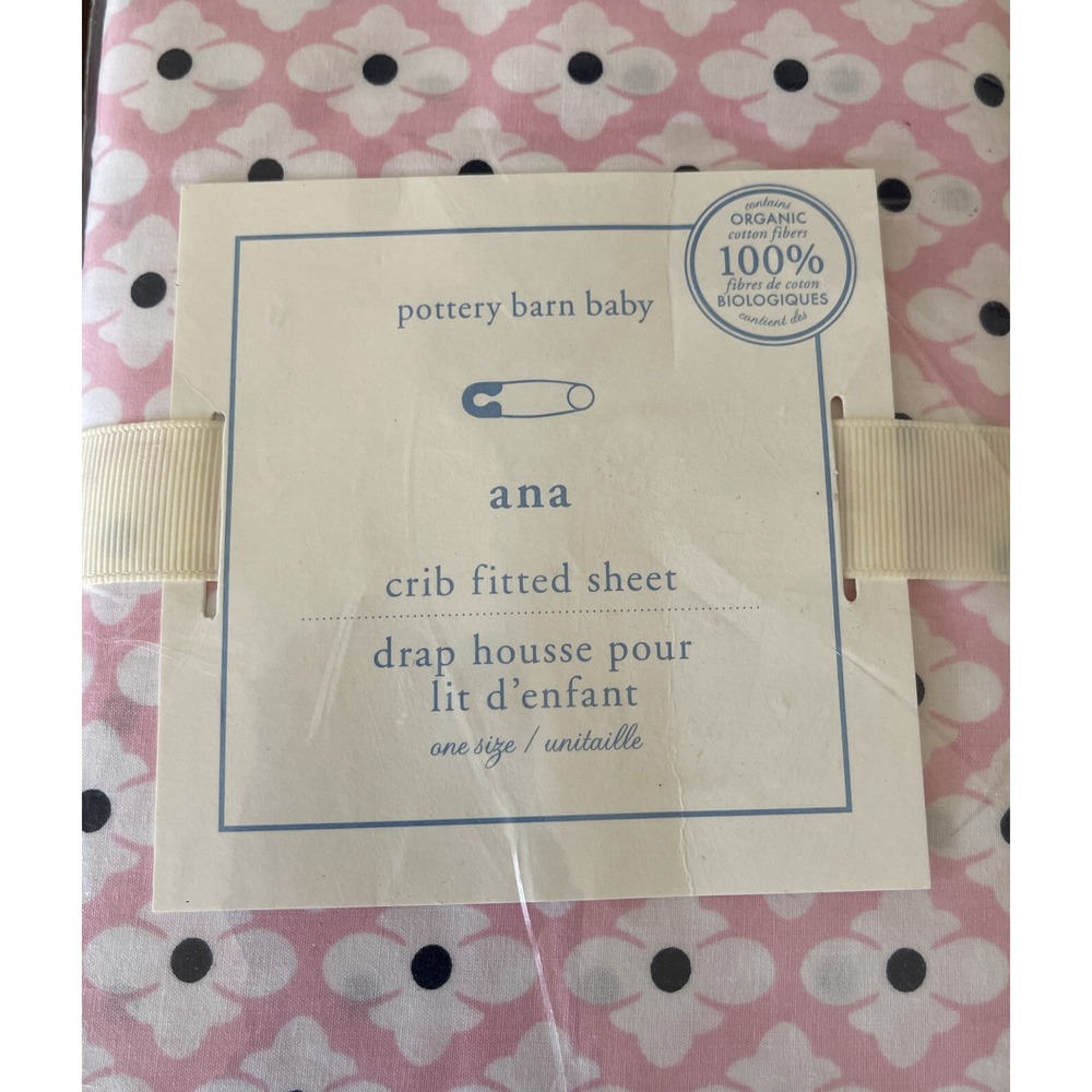 Pottery Barn Kids Baby Nursery Ana‎ Geo Crib Fitted Sheet Pink Floral Blooms